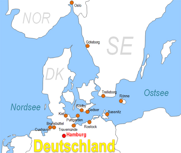 Karte Fhren von und nach Hamburg