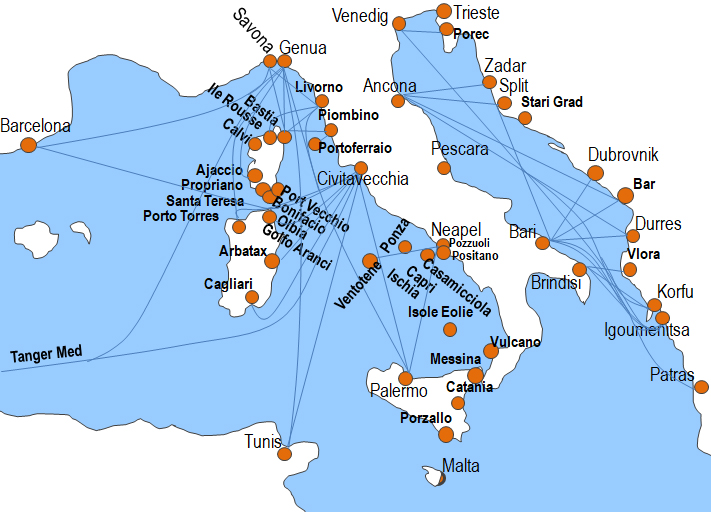 Karte Fhre von und nach Ancona