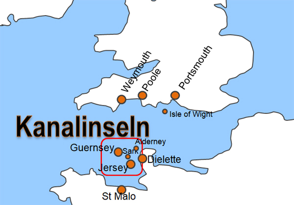 Karte Fhren von Saint Malo nach Portsmouth