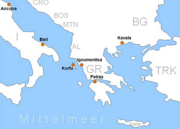 Karte Fhren von und nach Kavala