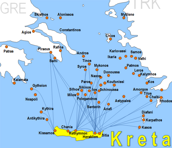 Karte Fhren von und nach Sitia
