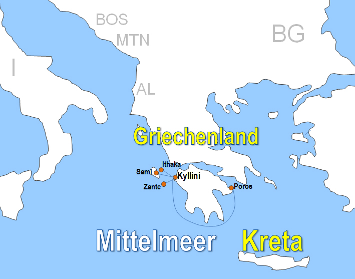 Karte Fhren von und nach Kyllini