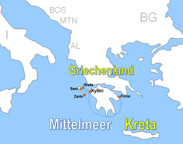 Karte Fhren von und nach Kyllini
