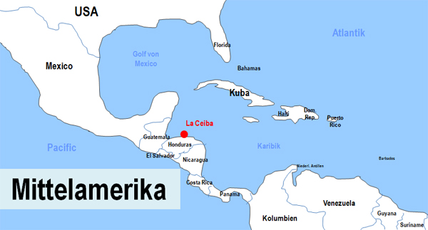 Karte Fhren von und nach La Ceiba