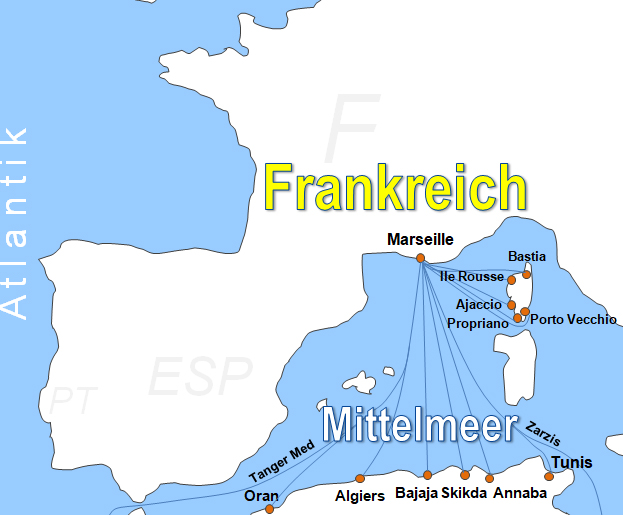 Karte Fhren von und nach Marseille