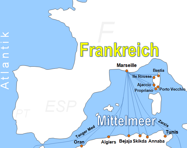 Karte Fhren von und nach Marseille