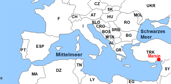 Karte Fhren von und nach Mersin