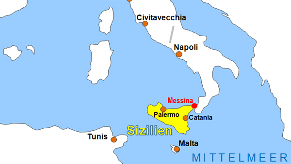 Karte Fhren von und nach Messina