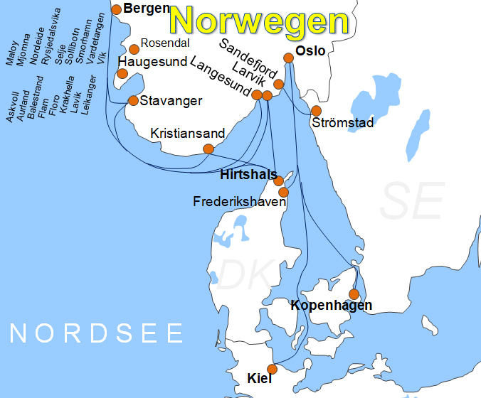 Karte Fhren von und nach Larvik