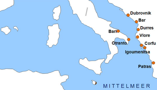 Karte Fhren von und nach Otranto