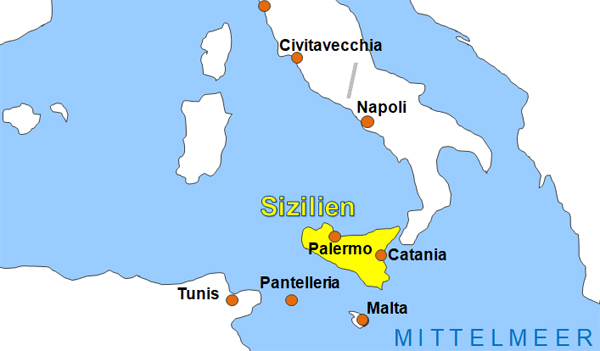 Karte Fähren von und nach Pantelleria