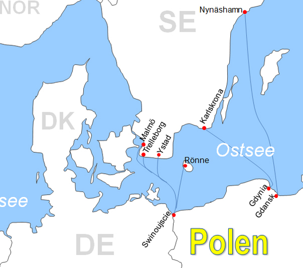 Karte Fhren von und nach Nynshamn