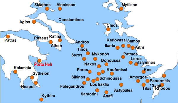 Karte Fhren von und nach Porto Heli