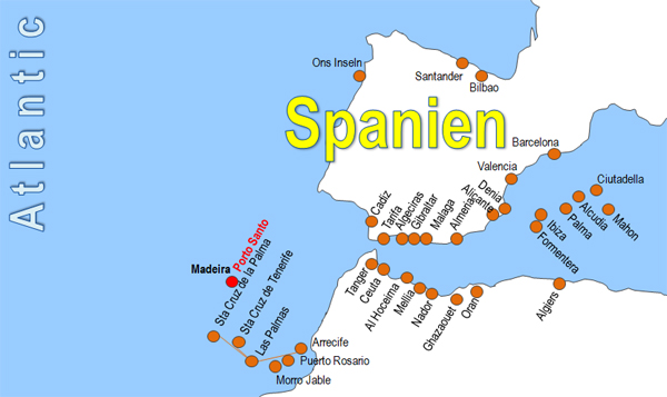 Karte Fhren von und nach Porto Santo
