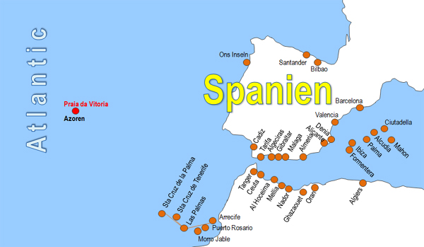 Karte Fhren von und nach Praia da Vitoria