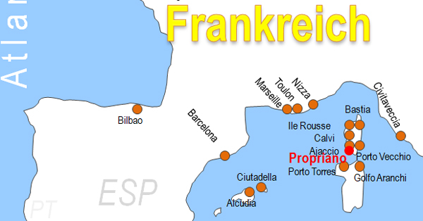 Karte Fhren von Marseille nach Propriano