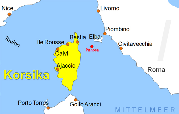 Karte Fhren von Rio Marina nach Pianosa