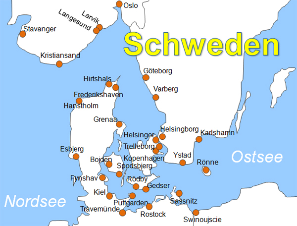 Karte Fähren von und nach Schweden Fährstrecken Fährlinien Fährüberfahrten