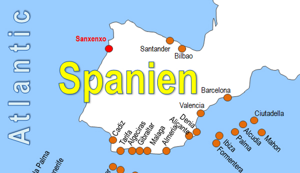 Karte Fhren von und nach Sanxenxo