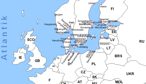 Karte Fhren von Visby nach Oskarshamn