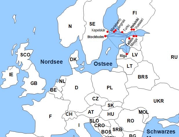 Karte Fhren mit Tallink Silja