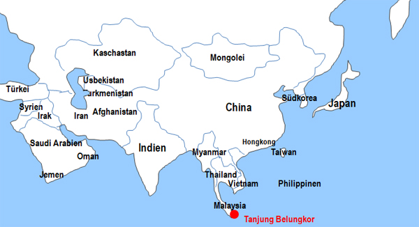 Karte Fhren von und nach Tanjung Belungkor