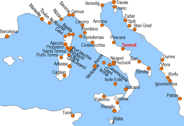 Karte Fhren von und nach Termoli
