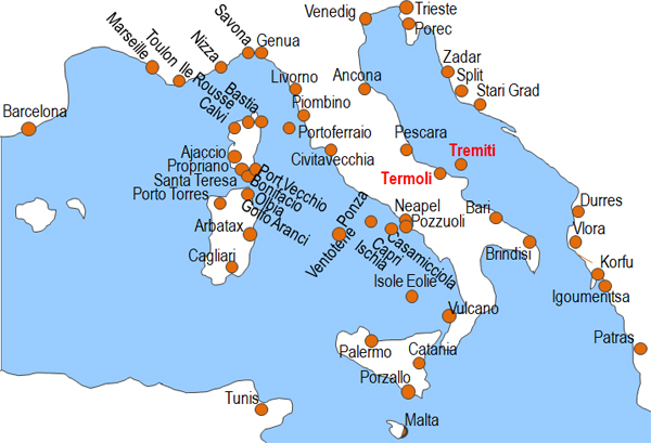 Karte Fhren von Tremiti nach Termoli
