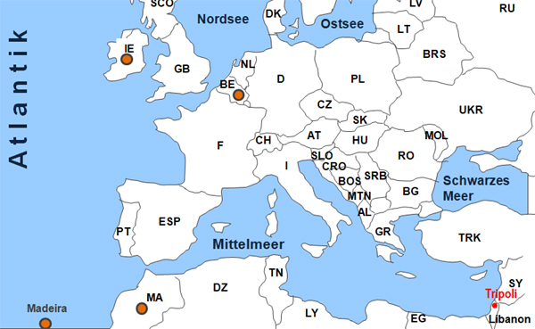 Karte Fhren von und nach Tripoli