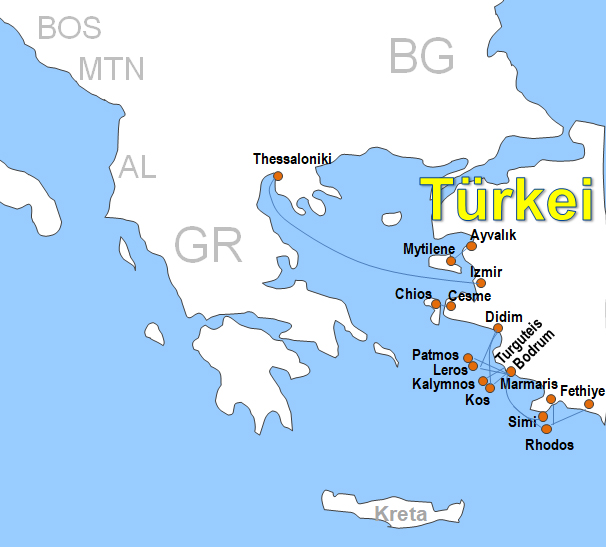 Karte Fhren von und nach Cesme