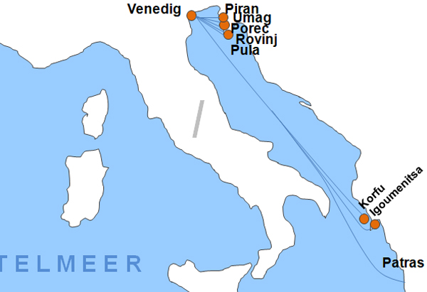 Karte Fhren von und nach Venedig